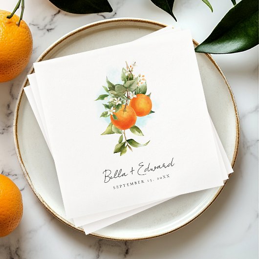 Oranje Botanische Boho bruiloft servetten