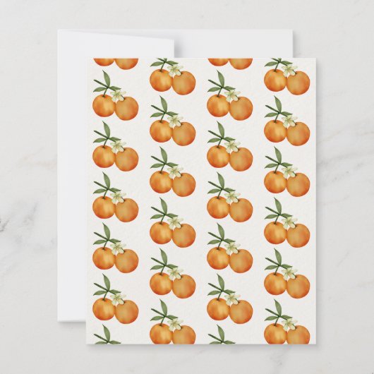 Oranje botanische citrus boomgaard bruiloft uitnod (Achterkant)