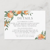 Oranje Botanische Citrus Modern bruiloft Details Informatiekaartje (Voorkant)