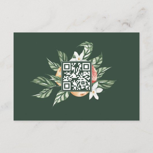 Oranje Botanische Citrus Modern bruiloft Details Informatiekaartje (Achterkant)