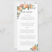 Oranje Botanische Citrus Modern Bruiloft Menu (Voorkant)