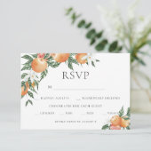 Oranje Botanische Citrus Modern Bruiloft RSVP Kaart (Staand voorkant)