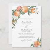 Oranje Botanische Citrus Modern Wedding Invitation Kaart (Voorkant)