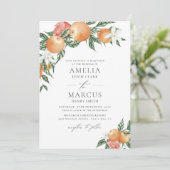 Oranje Botanische Citrus Modern Wedding Invitation Kaart (Staand voorkant)