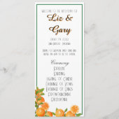 Oranje Botanische Elegante Minimalistische Program Programmakaart (Voorkant)