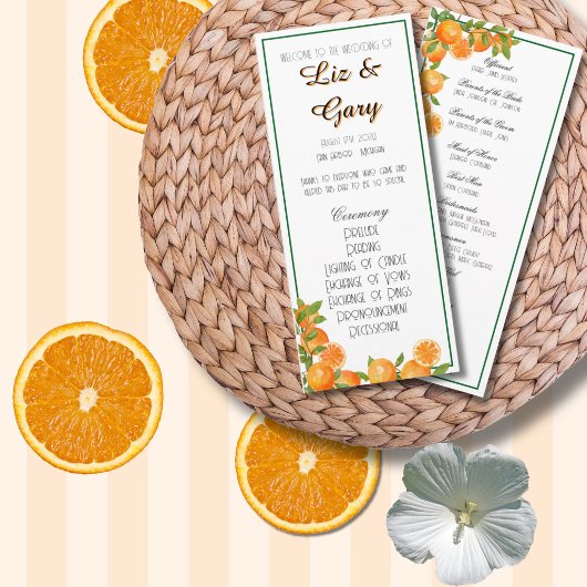 Oranje Botanische Elegante Minimalistische Program Programmakaart