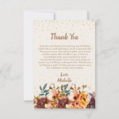 Oranje Bourgogne Bloemen Verjaardag Dank u Bedankkaart (Achterkant)