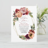 Oranje Bourgogne Rode Bloemen Herfst Vrijgezellenf Kaart (Staand voorkant)