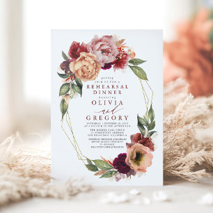 Oranje Bourgogne Rode Herfst repetitie diner Kaart