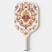 Oranje Bourgogne White Damask Floral Pickleball Paddle (Achterkant)