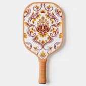 Oranje Bourgogne White Damask Floral Pickleball Paddle (Achterkant)