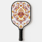 Oranje Bourgogne White Damask Floral Pickleball Paddle (Achterkant)