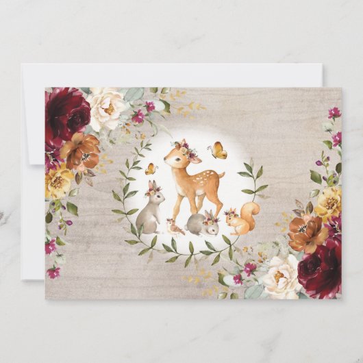 Oranje Bourgogne Woodland Baby shower per post Kaart (Achterkant)