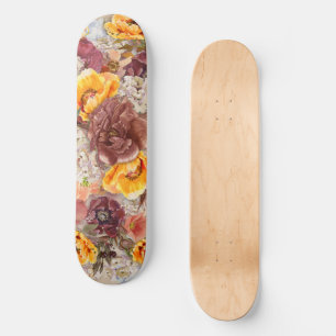 Oranje Bourgondië Herfst Waterverf Bloemig Persoonlijk Skateboard