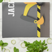 Oranje bouwer voor graafmachines theedoek (Gevouwen)