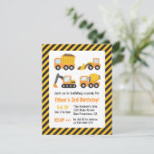 Oranje bouwvoertuigen Kinderen van Birthday Kaart (Staand voorkant)