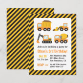 Oranje bouwvoertuigen Kinderen van Birthday Kaart (Voorkant / Achterkant)