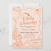 Oranje Bow Baby is brouwen Tea Brunch Baby shower Kaart (Voorkant)