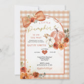 Oranje Bow Herfst Pompoen Pumpkin Baby shower Kaart (Voorkant)