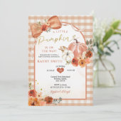 Oranje Bow Herfst Pompoen Pumpkin Baby shower Kaart (Staand voorkant)