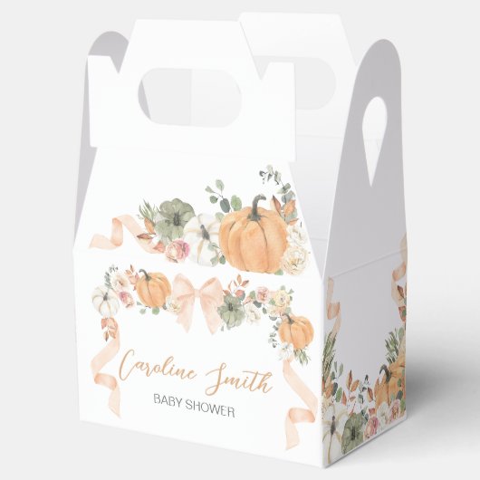 Oranje Bow Pumpkin Baby shower Bedankdoosjes (Geopend)