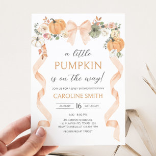 Oranje Bow Pumpkin Baby shower Kaart