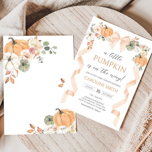 Oranje Bow Pumpkin Baby shower Kaart