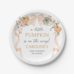 Oranje Bow Pumpkin Baby shower Papieren Bordje