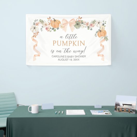 Oranje Bow Pumpkin Baby shower Spandoek (Beurs)