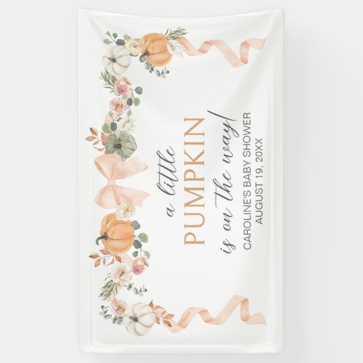 Oranje Bow Pumpkin Baby shower Spandoek (Verticaal)