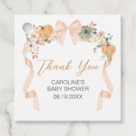 Oranje Bow Pumpkin Baby shower Square Bedankjes Labels