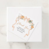 Oranje Bow Pumpkin Baby shower Square Bedankjes Labels (In situ)