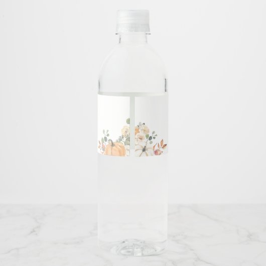 Oranje Bow Pumpkin Baby shower Waterfles Etiket (Achterkant)