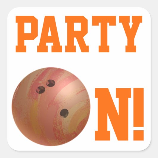 Oranje Bowling Ball Party over Sticker (Voorkant)