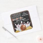 Oranje Bowling Party Nodig Sticker uit (Envelop)