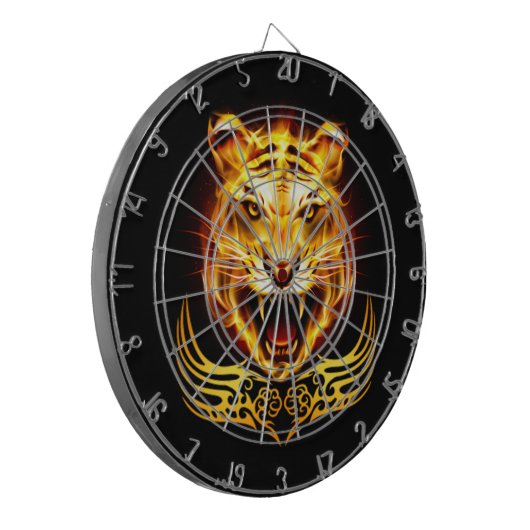 Oranje brandweertijger dartbord (Voorkant Links)