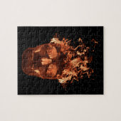 Oranje brandwerende schedel legpuzzel (Horizontaal)