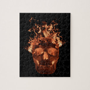 Oranje brandwerende schedel legpuzzel