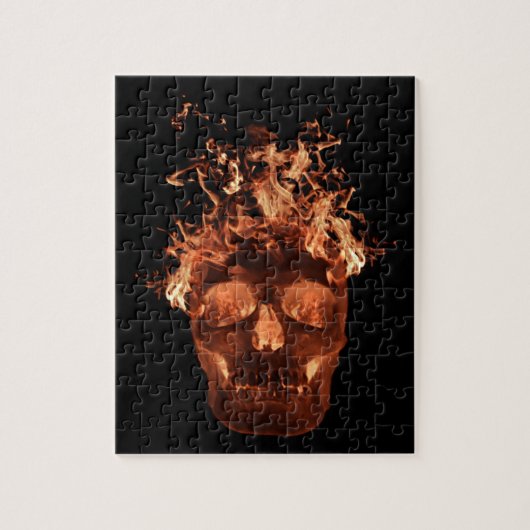 Oranje brandwerende schedel legpuzzel (Verticaal)