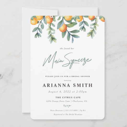 Oranje Bridal Shower Uitnodiging belangrijkste kni (Voorkant)