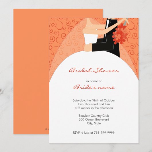 Oranje Bridal Shower-uitnodigingen Kaart (Voorkant / Achterkant)