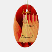 ORANJE Bridesmaid Dank je huwelijk Keramisch Ornament (Rechts)