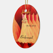 ORANJE Bridesmaid Dank je huwelijk Keramisch Ornament (Links)