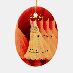 ORANJE Bridesmaid Dank je huwelijk Keramisch Ornament