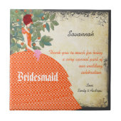 Oranje Bridesmaid Dank je Tile Gown met boom Tegeltje (Voorkant)