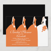 Oranje Bridesmaids Bridal Shower Invitation Kaart (Voorkant / Achterkant)