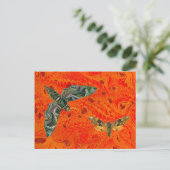 Oranje Briefkaart met gemarmerde motten (Staand voorkant)