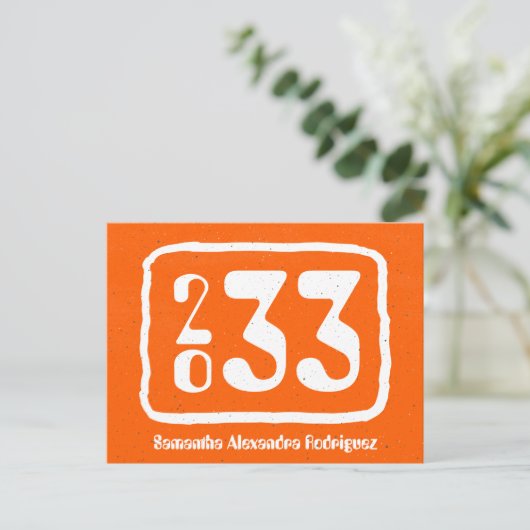 Oranje Briefkaart van de Funky Class Year Afstuder (Staand voorkant)