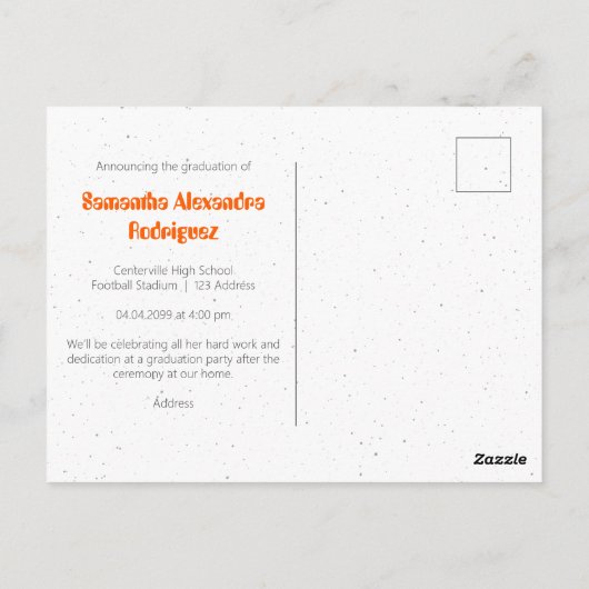 Oranje Briefkaart van de Funky Class Year Afstuder (Achterkant)