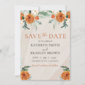 Oranje Bright Boho Herfst Bloemen Huwelijk Save The Date (Voorkant)